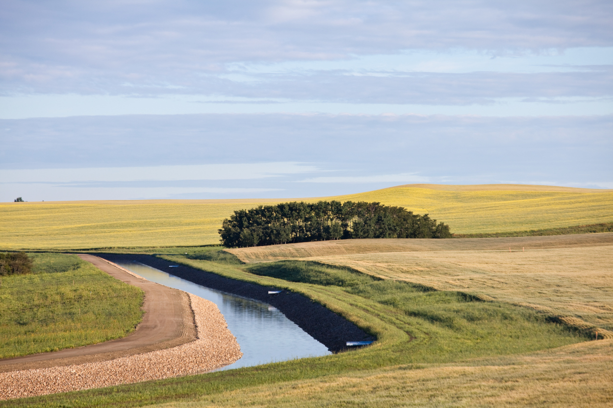 Irrigation canal on the prairie  